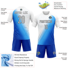 Load image into Gallery viewer, Custom Thunder Blue White-Black Geometric Shape And Lines Sublimation Volleyball Uniform Jersey