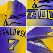 Load image into Gallery viewer, Custom Stitched Purple Yellow-Black Gradient Fashion Sports Pullover Sweatshirt Hoodie