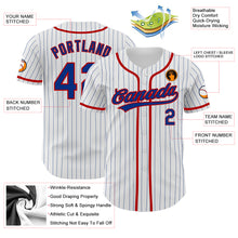 Load image into Gallery viewer, Custom White Royal Pinstripe Royal-Red Authentic Baseball Jersey