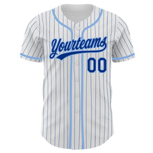 Load image into Gallery viewer, Custom White Royal Pinstripe Royal-Light Blue Authentic Baseball Jersey