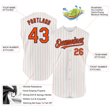 Load image into Gallery viewer, Custom White Orange Pinstripe Navy Authentic Sleeveless Baseball Jersey