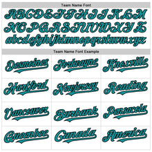 Load image into Gallery viewer, Custom White Teal Pinstripe Black Authentic Sleeveless Baseball Jersey