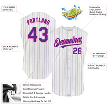 Load image into Gallery viewer, Custom White Purple Pinstripe Pink Authentic Sleeveless Baseball Jersey