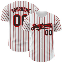 Load image into Gallery viewer, Custom White (Black Red Pinstripe) Black-Red Authentic Baseball Jersey