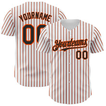 Load image into Gallery viewer, Custom White (Black Orange Pinstripe) Orange-Black Authentic Baseball Jersey