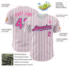 Load image into Gallery viewer, Custom White (Black Pink Pinstripe) Pink Black-Light Blue Authentic Baseball Jersey