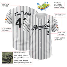 Load image into Gallery viewer, Custom White (Black Gray Pinstripe) Black-Gray Authentic Baseball Jersey