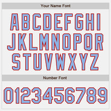 Load image into Gallery viewer, Custom White (Red Light Blue Pinstripe) Light Blue-Red Authentic Baseball Jersey