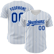 Load image into Gallery viewer, Custom White (Royal Light Blue Pinstripe) Royal-Light Blue Authentic Baseball Jersey