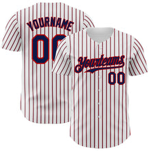 Load image into Gallery viewer, Custom White (Navy Red Pinstripe) Navy-Red Authentic Baseball Jersey
