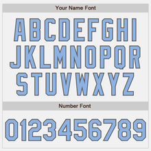 Load image into Gallery viewer, Custom White (Steel Gray Light Blue Pinstripe) Light Blue-Steel Gray Authentic Baseball Jersey