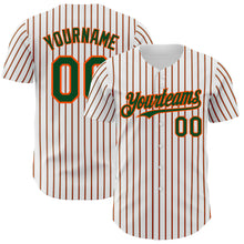 Load image into Gallery viewer, Custom White (Green Orange Pinstripe) Green-Orange Authentic Baseball Jersey