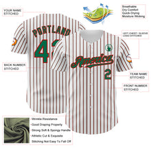 Load image into Gallery viewer, Custom White (Kelly Green Red Pinstripe) Kelly Green-Red Authentic Baseball Jersey