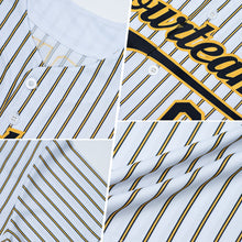 Load image into Gallery viewer, Custom White (Light Blue Yellow Pinstripe) Light Blue-Yellow Authentic Baseball Jersey
