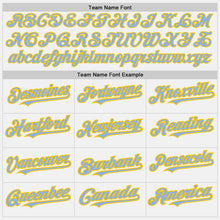 Load image into Gallery viewer, Custom White (Light Blue Yellow Pinstripe) Light Blue-Yellow Authentic Baseball Jersey
