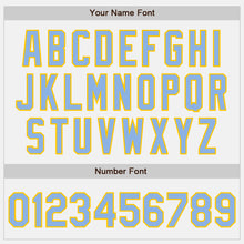 Load image into Gallery viewer, Custom White (Light Blue Yellow Pinstripe) Light Blue-Yellow Authentic Baseball Jersey