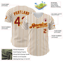 Load image into Gallery viewer, Custom White (Crimson Gold Pinstripe) Crimson-Gold Authentic Baseball Jersey