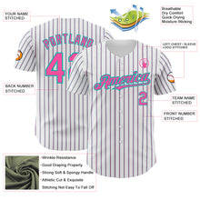 Load image into Gallery viewer, Custom White (Aqua Pink Pinstripe) Pink-Aqua Authentic Baseball Jersey