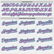Load image into Gallery viewer, Custom White (Aqua Pink Pinstripe) Pink-Aqua Authentic Baseball Jersey