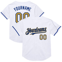 Load image into Gallery viewer, Custom White Old Gold-Royal Mesh Authentic Throwback Baseball Jersey