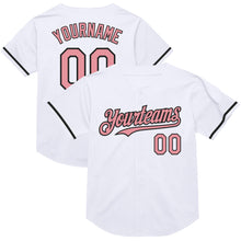 Load image into Gallery viewer, Custom White Medium Pink-Black Mesh Authentic Throwback Baseball Jersey