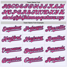 Load image into Gallery viewer, Custom White Light Blue Black-Pink Mesh Authentic Throwback Baseball Jersey
