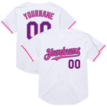 Load image into Gallery viewer, Custom White Purple-Pink Mesh Authentic Throwback Baseball Jersey