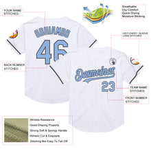 Load image into Gallery viewer, Custom White Light Blue-Steel Gray Mesh Authentic Throwback Baseball Jersey