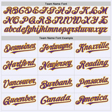 Load image into Gallery viewer, Custom White Purple-Gold Mesh Authentic Throwback Baseball Jersey