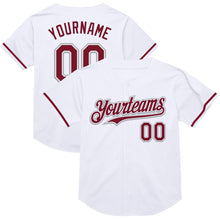 Load image into Gallery viewer, Custom White Crimson-Gray Mesh Authentic Throwback Baseball Jersey