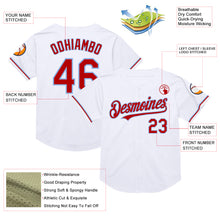 Load image into Gallery viewer, Custom White Red-Light Blue Mesh Authentic Throwback Baseball Jersey