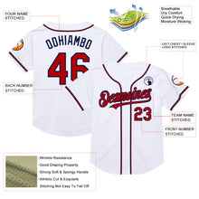 Load image into Gallery viewer, Custom White Red-Navy Mesh Authentic Throwback Baseball Jersey