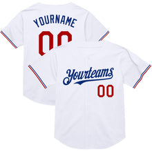 Load image into Gallery viewer, Custom White Red-Royal Mesh Authentic Throwback Baseball Jersey
