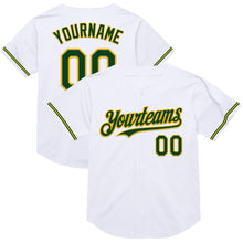 Load image into Gallery viewer, Custom White Green-Gold Mesh Authentic Throwback Baseball Jersey