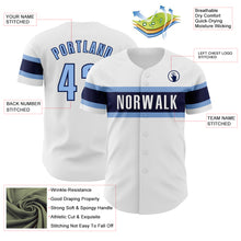 Load image into Gallery viewer, Custom White Light Blue-Navy Authentic Baseball Jersey