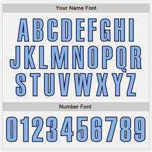 Load image into Gallery viewer, Custom White Light Blue-Navy Authentic Baseball Jersey