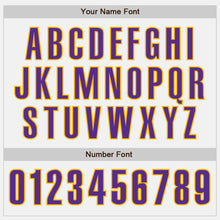 Load image into Gallery viewer, Custom White Purple-Gold Authentic Baseball Jersey