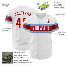 Load image into Gallery viewer, Custom White Red-Light Blue Authentic Baseball Jersey