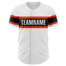 Load image into Gallery viewer, Custom White Orange-Black Authentic Baseball Jersey