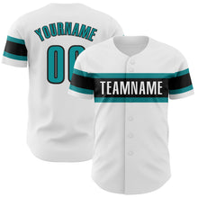 Load image into Gallery viewer, Custom White Teal-Black Authentic Baseball Jersey