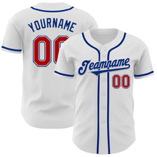 Load image into Gallery viewer, Custom White Red-Royal Authentic Baseball Jersey