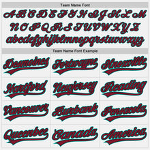 Load image into Gallery viewer, Custom White Crimson Black-Aqua Authentic Baseball Jersey