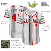 Load image into Gallery viewer, Custom White Black Pinstripe Red Authentic Baseball Jersey