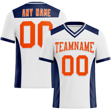 Load image into Gallery viewer, Custom White Orange-Navy Authentic Football Jersey