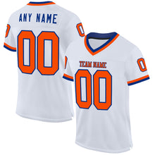 Load image into Gallery viewer, Custom White Orange-Royal Mesh Authentic Throwback Football Jersey