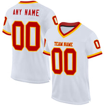 Load image into Gallery viewer, Custom White Red-Gold Mesh Authentic Throwback Football Jersey