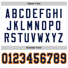 Load image into Gallery viewer, Custom White Navy Gold-Orange Mesh Authentic Throwback Football Jersey