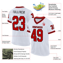 Load image into Gallery viewer, Custom White Red-Black Mesh Authentic Throwback Football Jersey