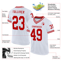 Load image into Gallery viewer, Custom White Red Mesh Authentic Throwback Football Jersey