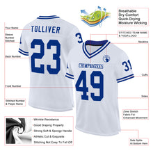 Load image into Gallery viewer, Custom White Royal Mesh Authentic Throwback Football Jersey